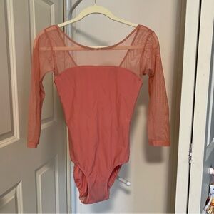 Elevé Coral 3/4 Sleeve Mesh Leotard- Size M